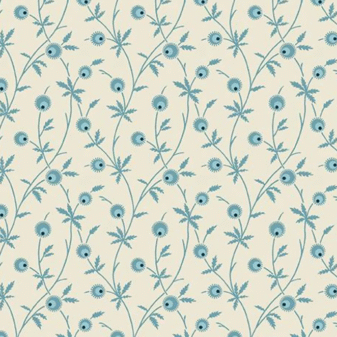 Blue Escape Cream Vines Fabric | Andover Fabrics