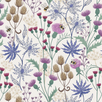 A Celtic Summer Celtic Floral Cream Fabric
