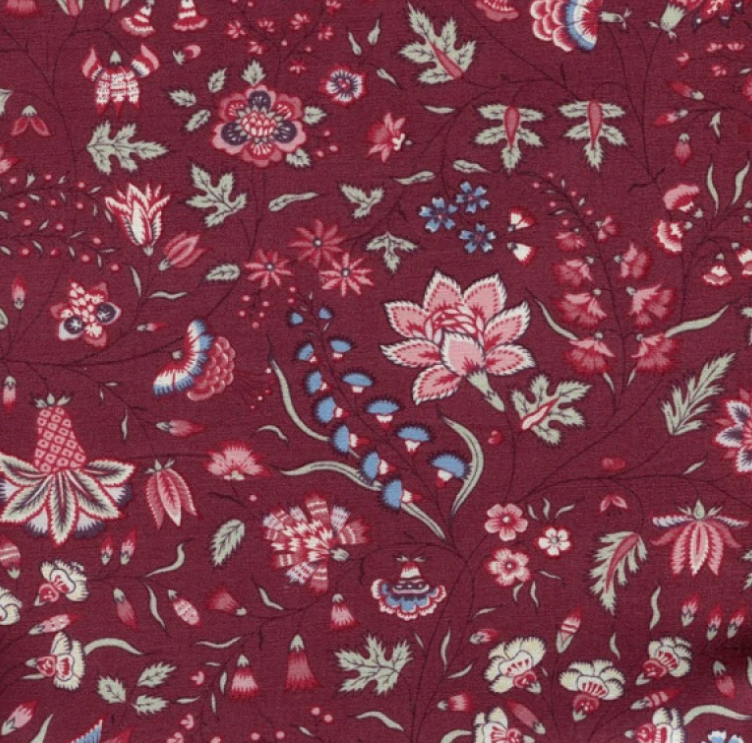 Surat DHER 1025 Burgundy Surat Dutch Heritage Burgundy Fabric | Dutch Heritage