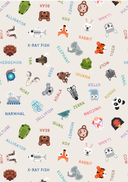 A971A Animal Names on Cream