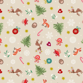Scattered Festive on Cream - Christmas in Bluebell Wood C141A