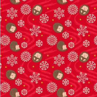 Snowflake Hedgehog on Red - Christmas in Bluebell Wood C142B