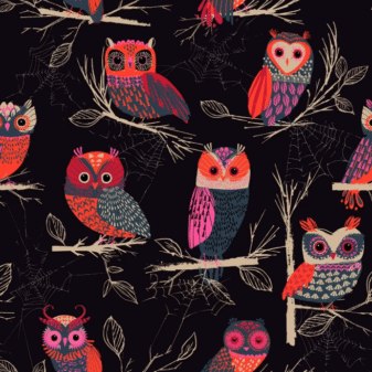 Forest Whispers Owls Black